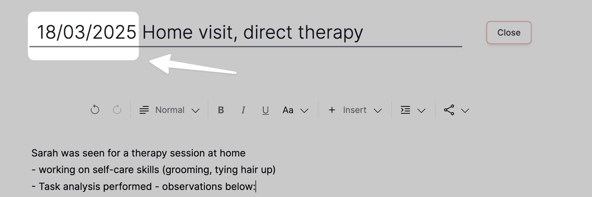 add date to note title