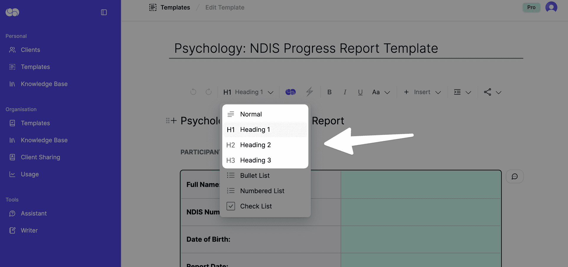 headings in everbility