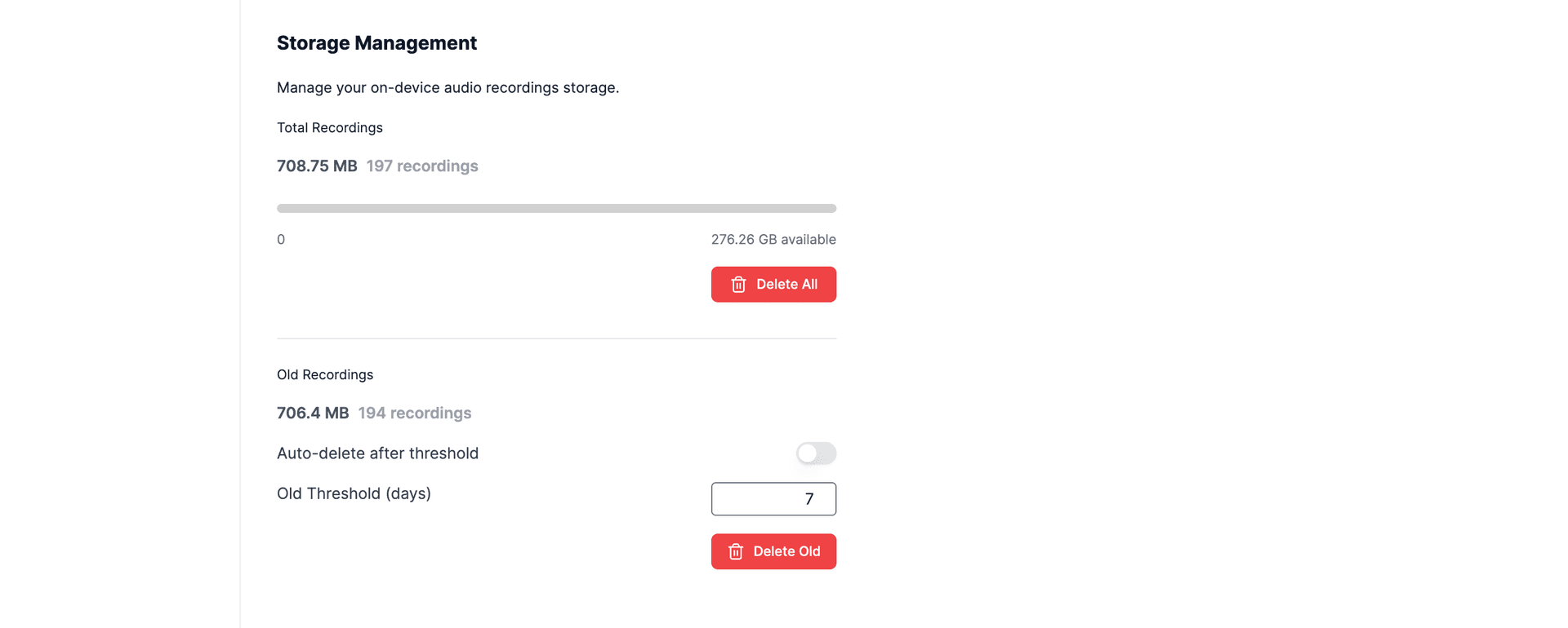 manage audio storage
