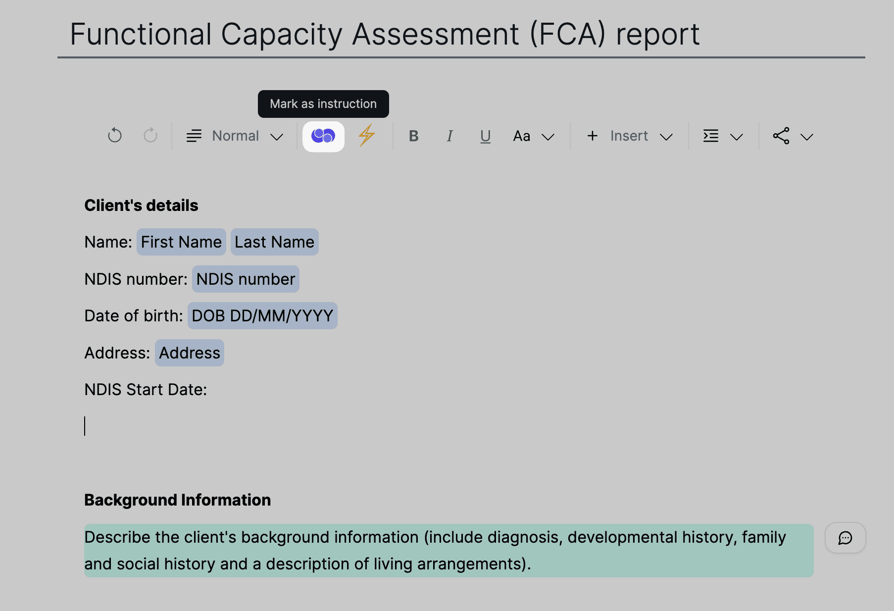 Paragraph instruction