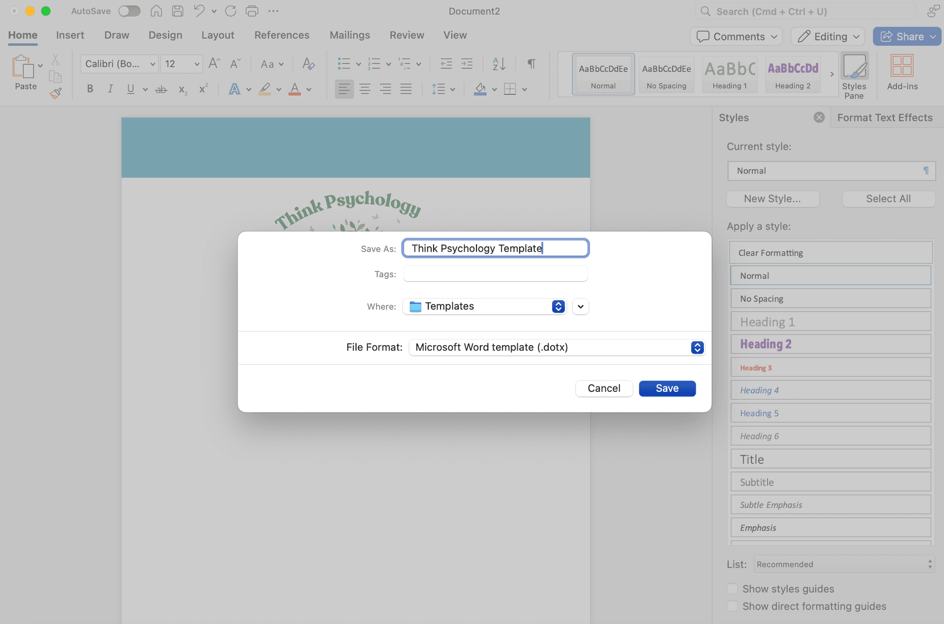 save template details