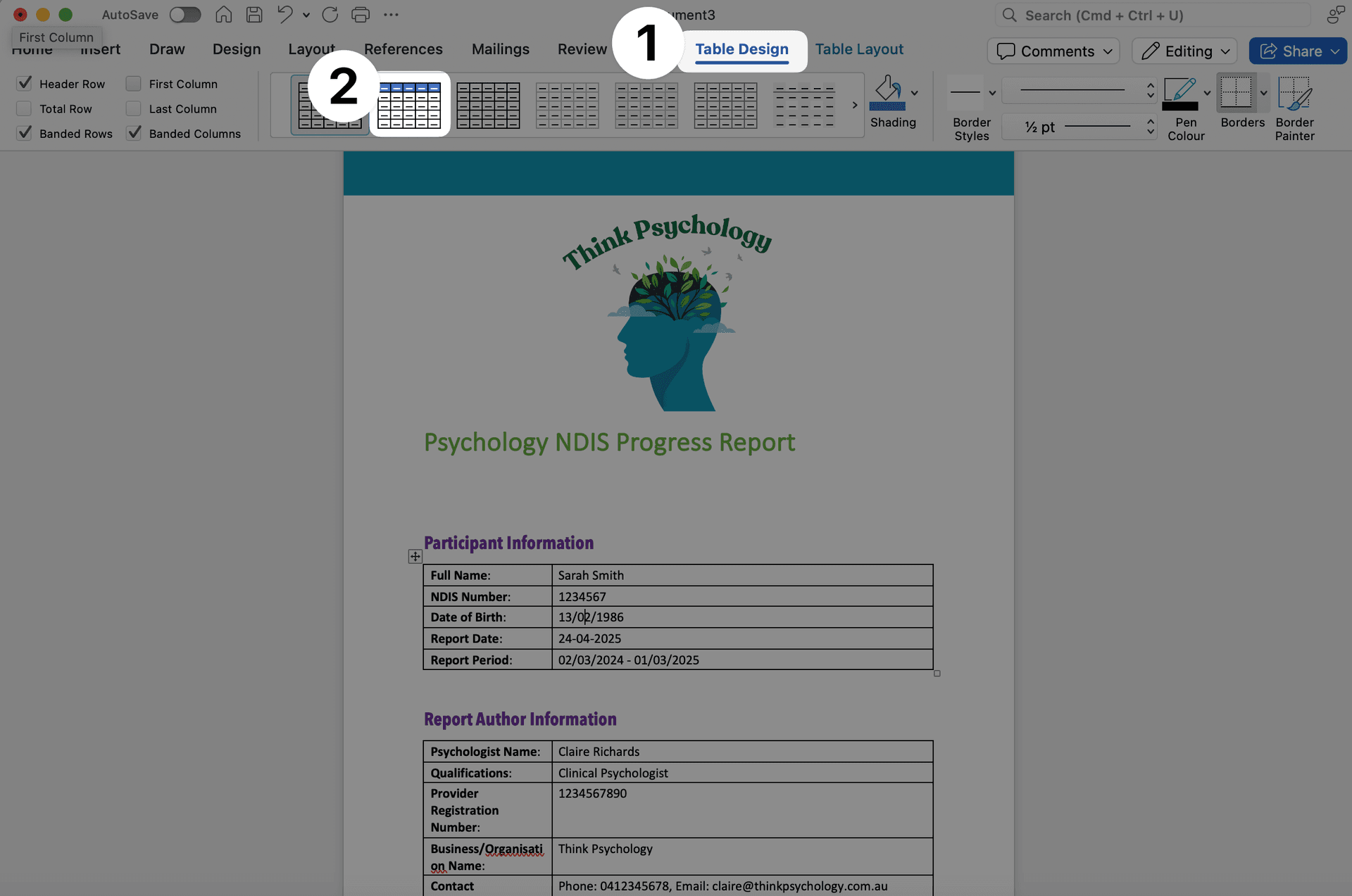 select tables from table design