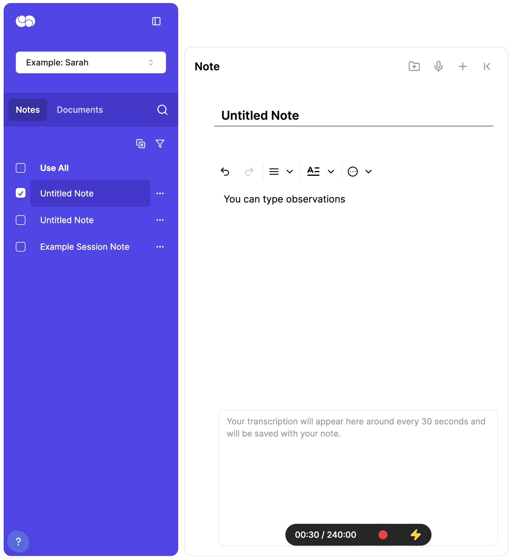 take notes during transcription