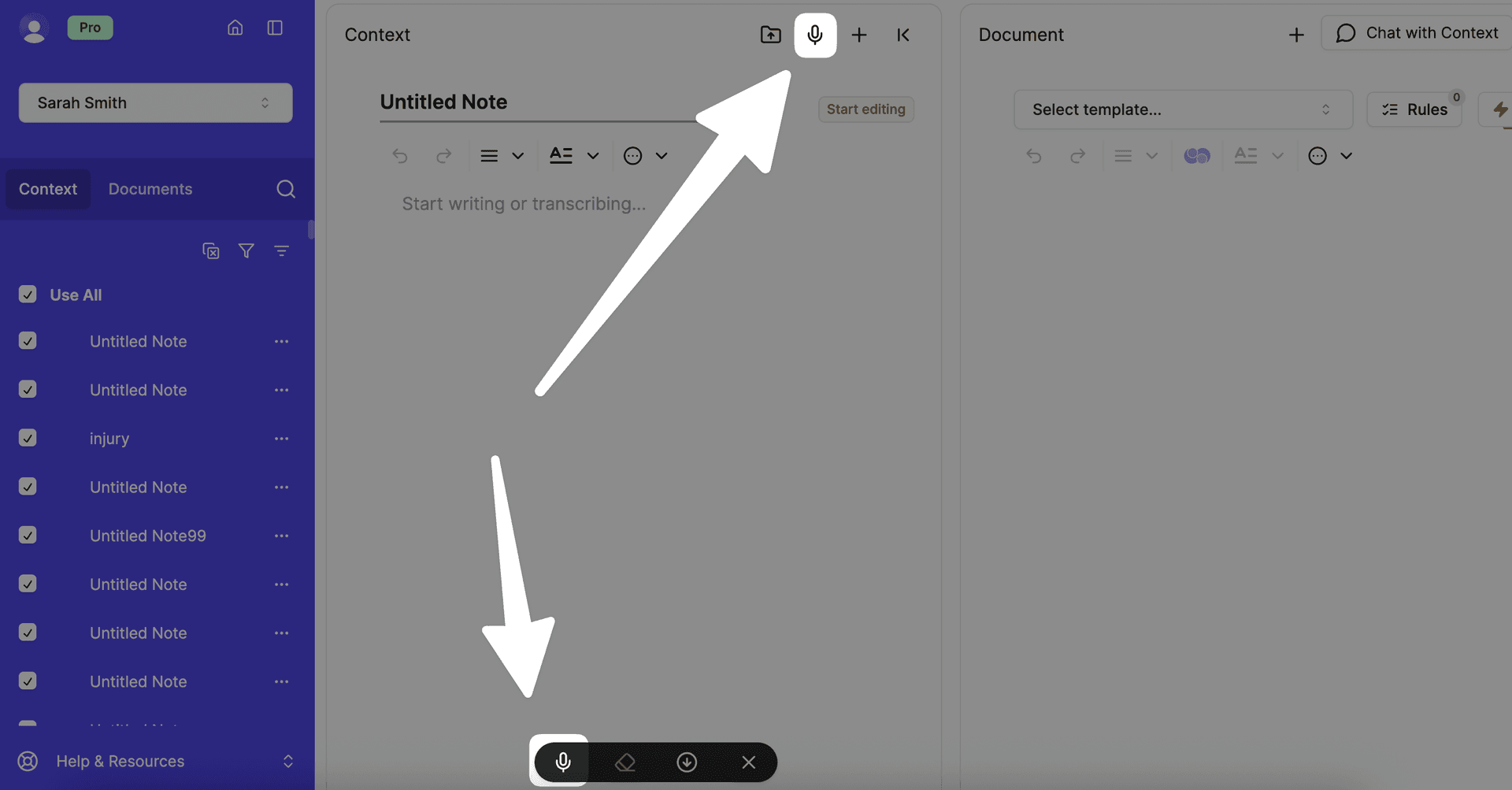 two transcription buttons