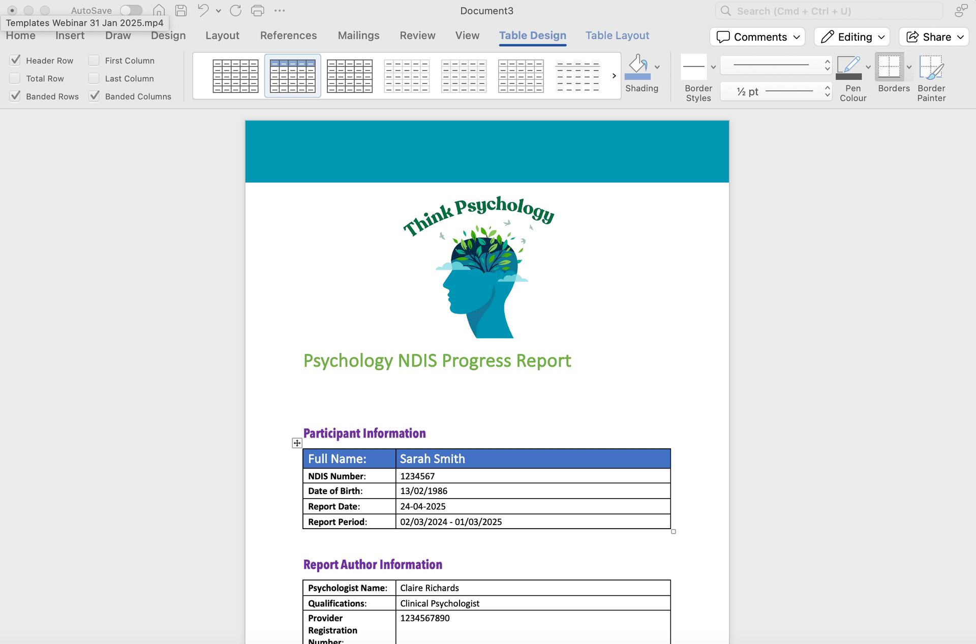 Word Template Example